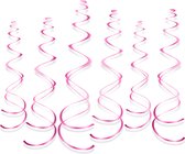 LUQ - Luxe Roze Swirl Slingers Hangdecoratie Verjaardag Versiering Feest Versiering Swirls Decoratie Roze - 6 Stuks