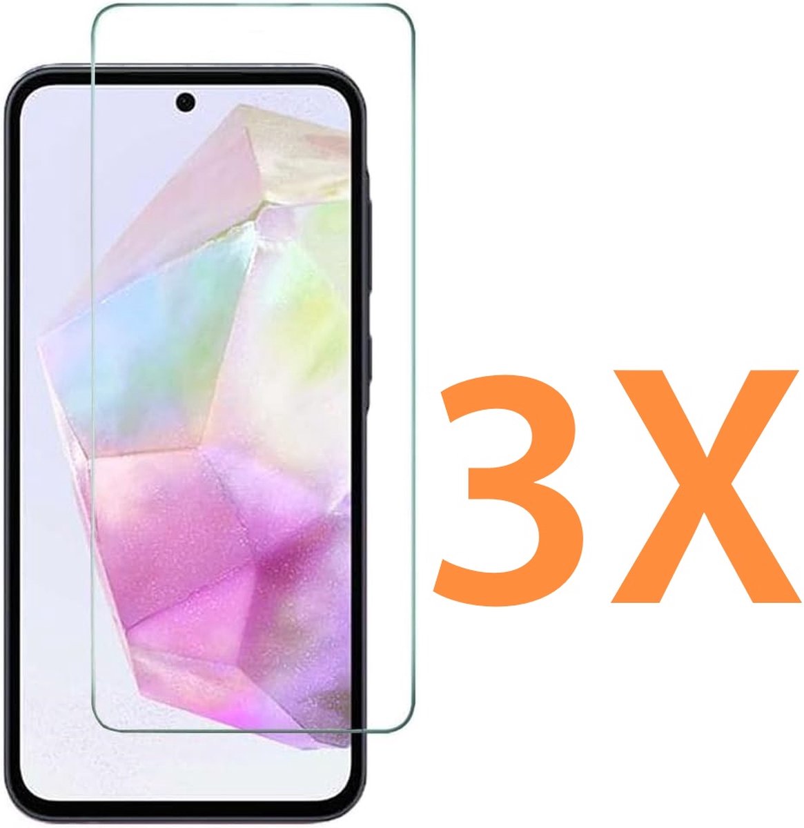 Glasplaatje Geschikt voor: Samsung Galaxy A55 5G - 3x Screenprotector - screen protector - glas - bescherm - beschermglas