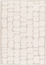 sweeek - Interieur tapijt met etnisch imitatie kasseienpatroon, korte pool, beige en crème