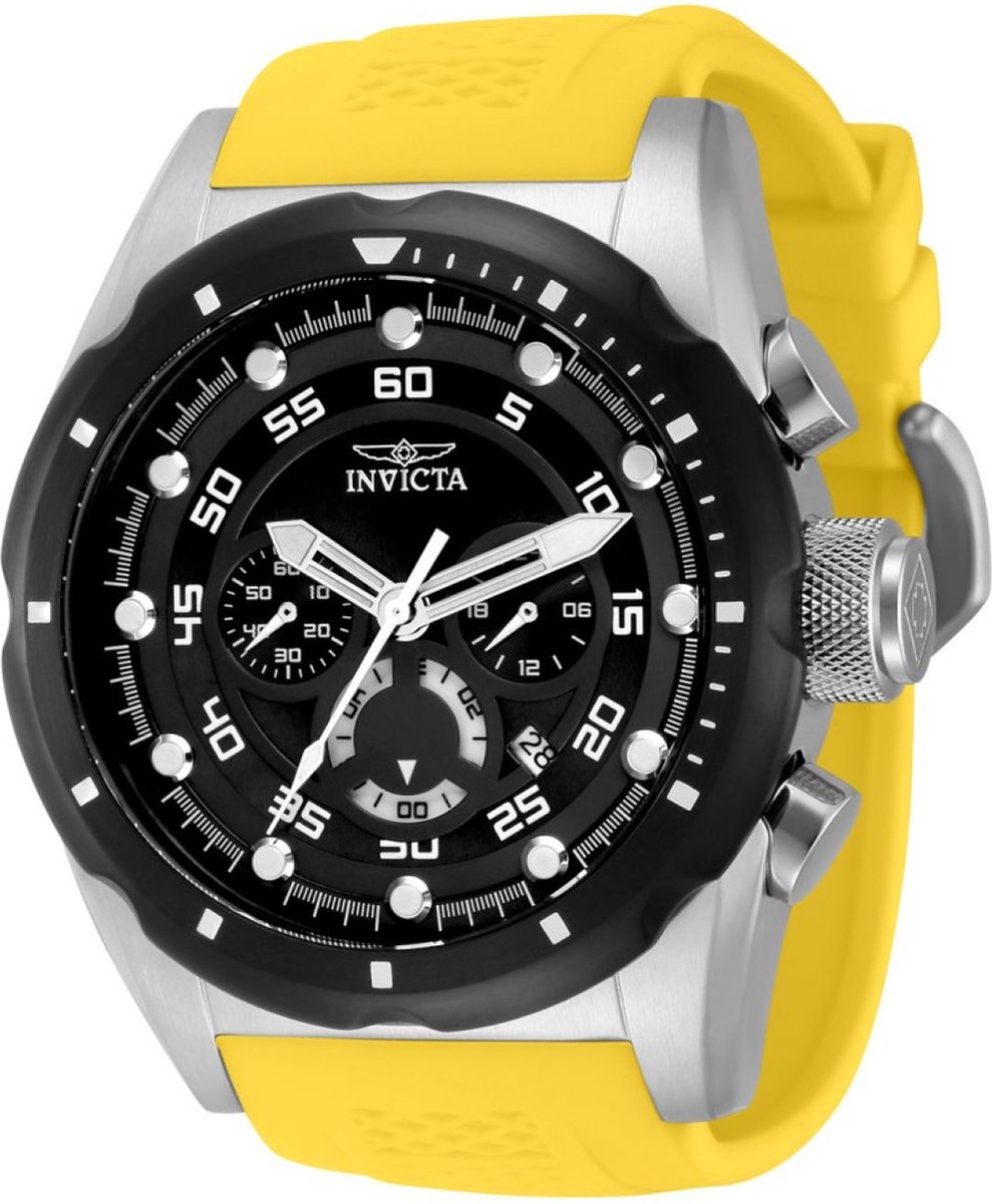 Invicta Speedway 41559 Heren Horloge - Waterdicht - Analoog - Quartz Uurwerk - Roestvrij Staal met zwarte Wijzerplaat - 50mm