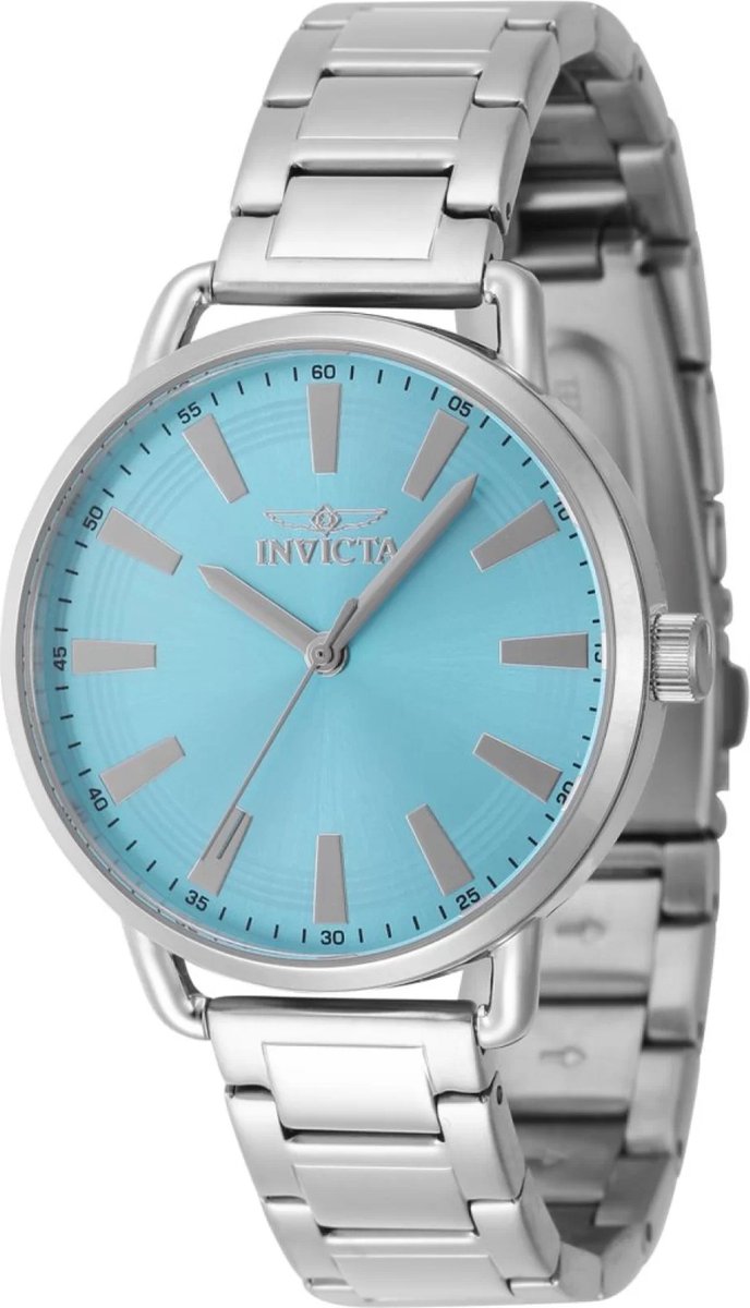 Invicta Wildflower 47321 Dames Horloge - Waterdicht - Analoog - Quartz Uurwerk - Roestvrij Staal met blauwe Wijzerplaat - 38mm