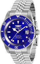 Invicta Pro Diver 29179 Heren Horloge - Waterdicht - Analoog - Automatisch Uurwerk - Roestvrij Staal met blauwe Wijzerplaat - 42mm