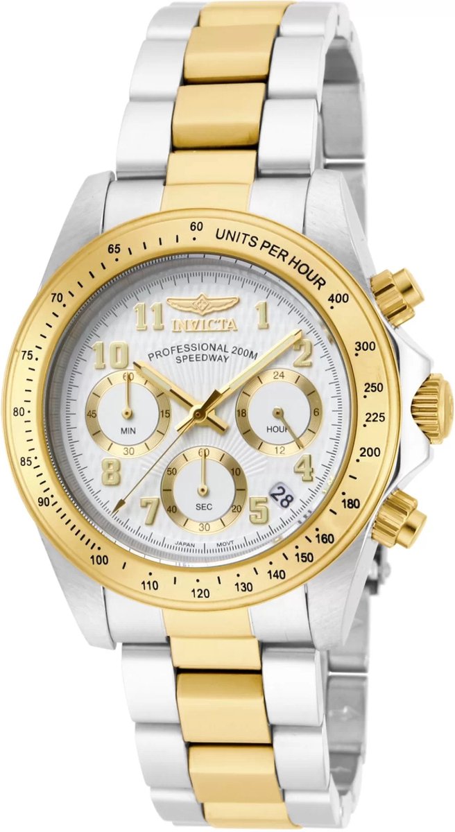 Invicta Speedway 17026 Heren Horloge - Waterdicht - Analoog - Quartz Uurwerk - Roestvrij Staal met witte Wijzerplaat - 39mm