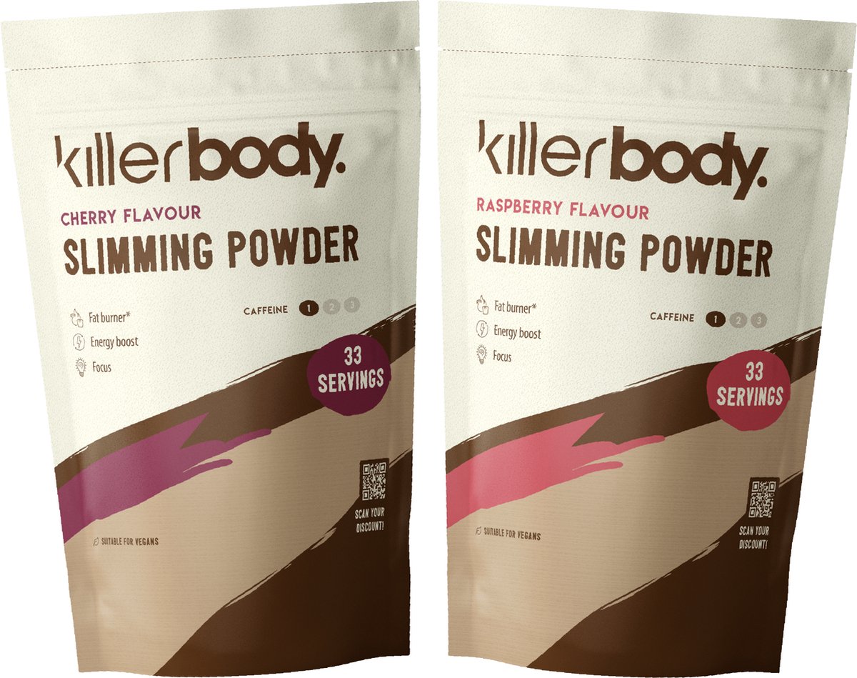 Goedkoopste Killerbody Slimming Powder Voordeelpakket - Cherry & Raspberry - 2x 200 gr