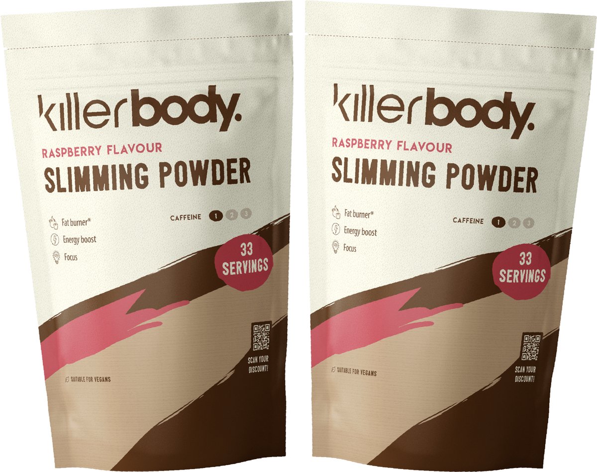 Goedkoopste Killerbody Slimming Powder Voordeelpakket - Raspberry & Raspberry - 2x 200 gr
