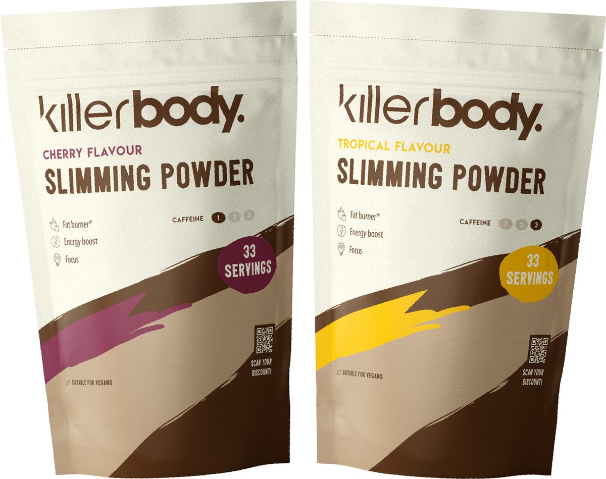 Goedkoopste Killerbody Slimming Powder Voordeelpakket - Tropical & Cherry - 2x 200 gr