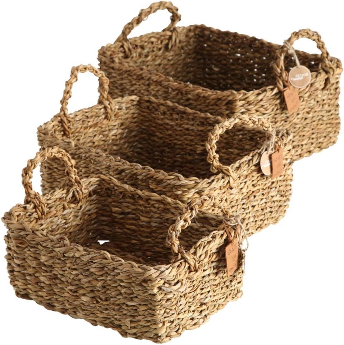 Boltze Sophy 2946000 Lot de 3 paniers de rangement en herbe de mer Couleurs naturelles, Beige Boltze Sophy 2946000 Lot de 3 paniers de rangement en herbe de mer Couleurs naturelles, Beige
