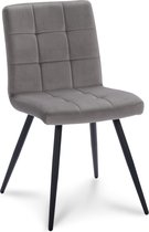 Icon Living - Stoel Tobi - Velours Grijs - Poot Zwart