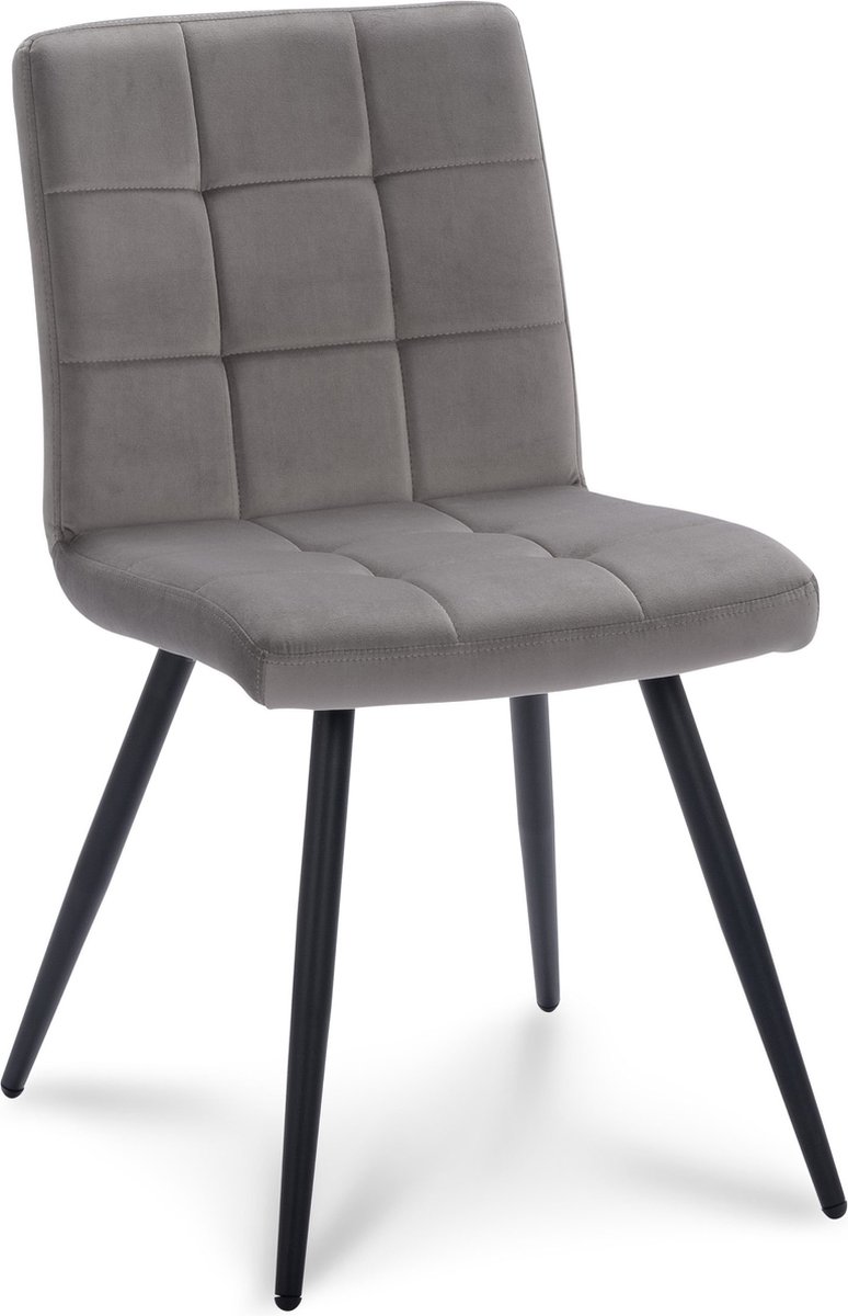 Icon Living - Stoel Tobi - Velours Grijs - Poot Zwart