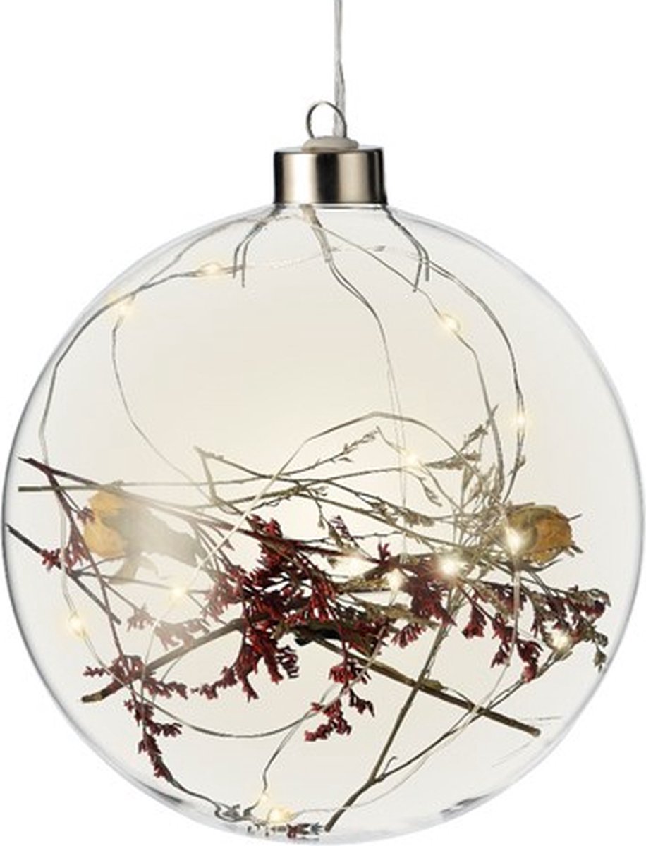LED bol met bloemen Ø14cm 15LED
