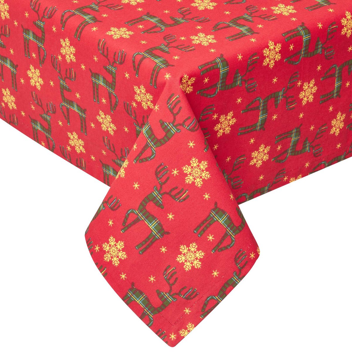 Homescapes Kersttafelkleed rendier, rood, 100% katoen, 137x178cm