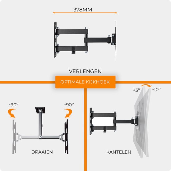 TV-muurbeugels voor de meeste 26-55 inch volledig beweegbare TV-beugel