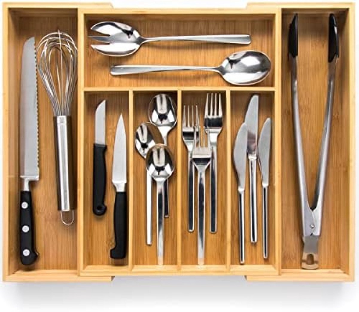 Bestekbak #38 (38 cm) van bamboe lade-opbergsysteem voor de keuken bestekbak voor laden van bamboe uittrekbaar keukenorganizer