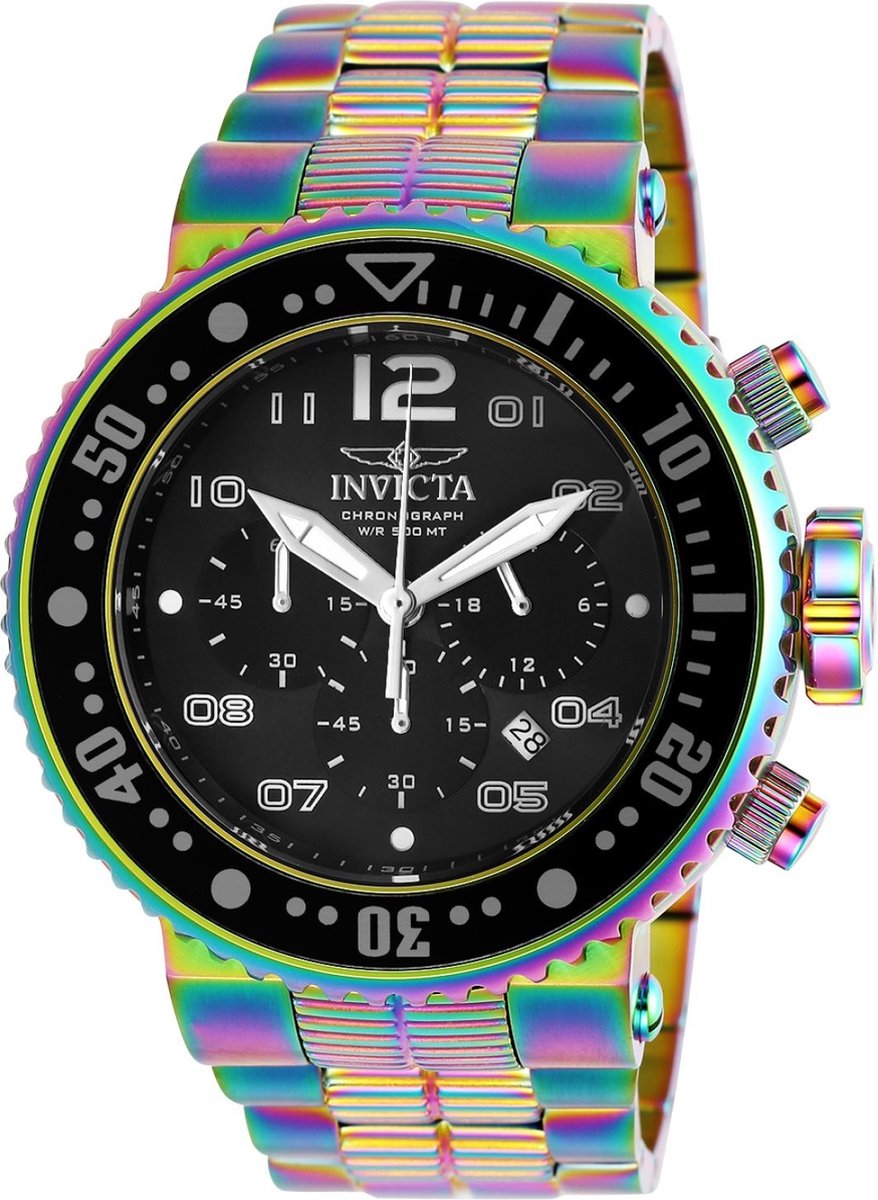 Invicta Pro Diver 25078 Heren Horloge - Waterdicht - Analoog - Quartz Uurwerk - Roestvrij Staal met zwarte Wijzerplaat -52mm