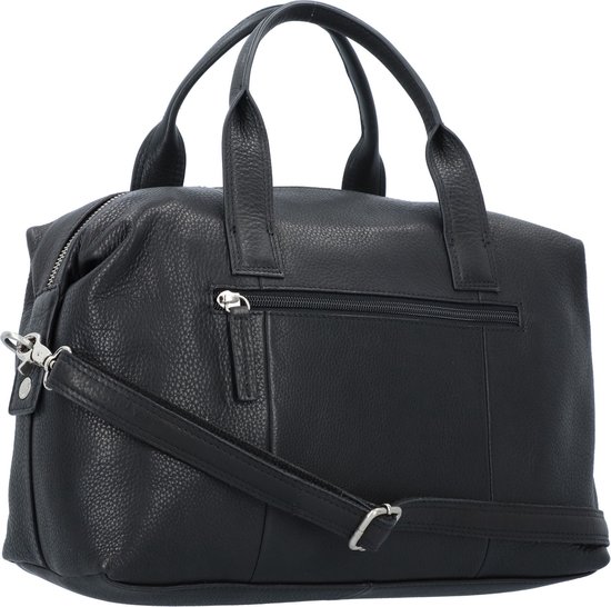 Zwarte Burkely Soft Skylar bowler tas met dubbele handvatten, afneembare schouderband en ritsvakken.