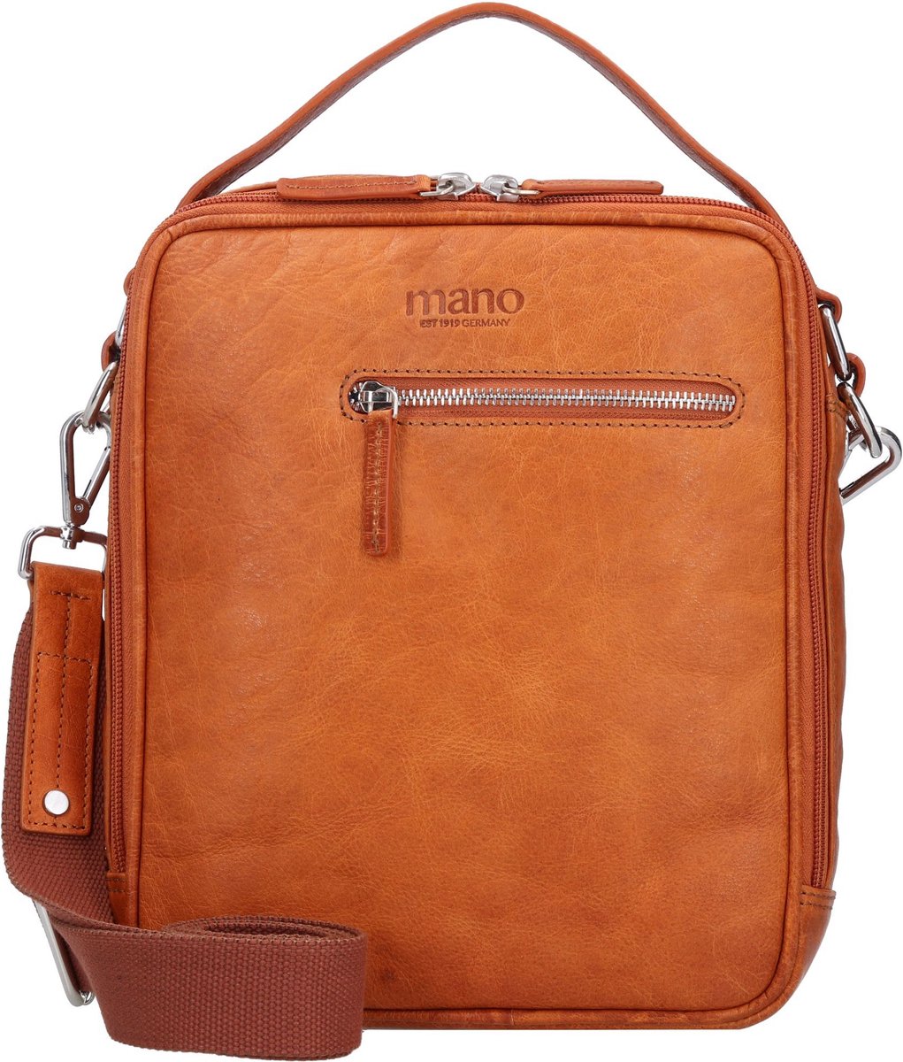 mano Leren Schoudertas Handtas Don Pietro Bristol Crossover Bag Cognac Bruine