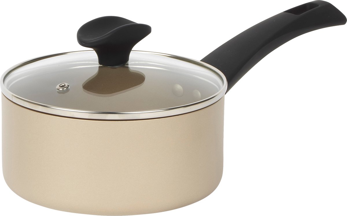Salter saucepan & glazen deksel 16 cm Non-Stick Induction Olympus-serie zwart goud