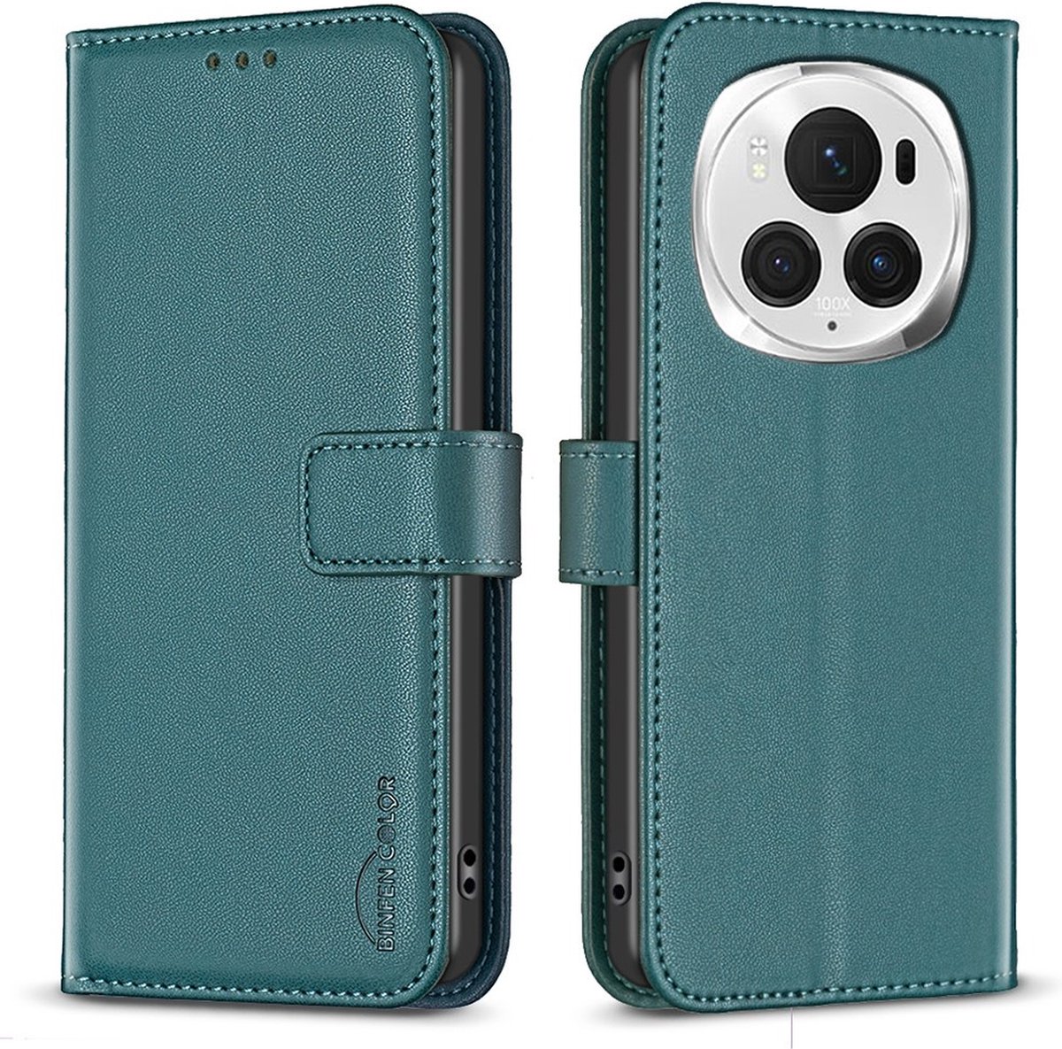 BINFEN Hoesje - Geschikt voor Honor Magic6 Pro Hoesje - BINFEN Book Case - Groen