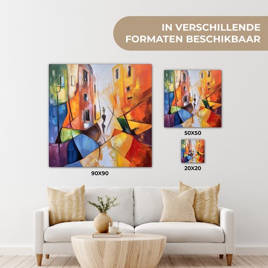 Canvas schilderij 50x50 cm - Wanddecoratie Abstract - Kunst - Schilderij - Kleuren - Muurdecoratie woonkamer - Slaapkamer decoratie - Kamer accessoires - Schilderijen op canvas