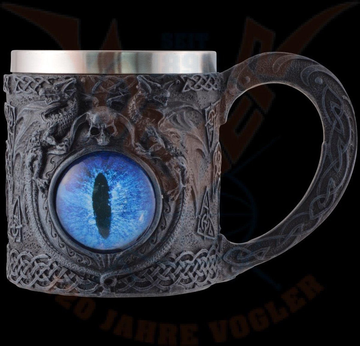 Boutique Trukado - Dragon Eye mok met RVS inzet - geschikt zowel voor koude als warme drankjes - (hxbxd) ca. 15cm x 11cm x 11cm