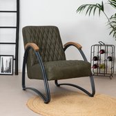 Bronx71® Industriële fauteuil Ivy eco-leer olijfgroen