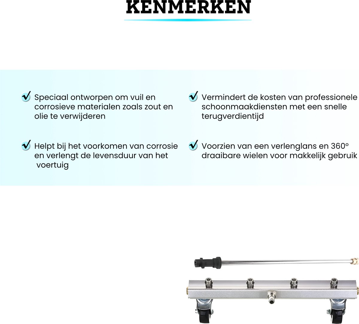 Somstyle Auto Bodemreiniger Geschikt voor Kärcher K2, K3, K4, K5, K6 & K7 - Waterbezem voor Hogedrukreiniger - Hogedrukspuit - Zilverkleurig – foto 7