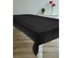 Givi Italia Feest tafelkleed van pvc - zwart - 240 x 140 cm - tafel versiering - kunststof tafelkleden
