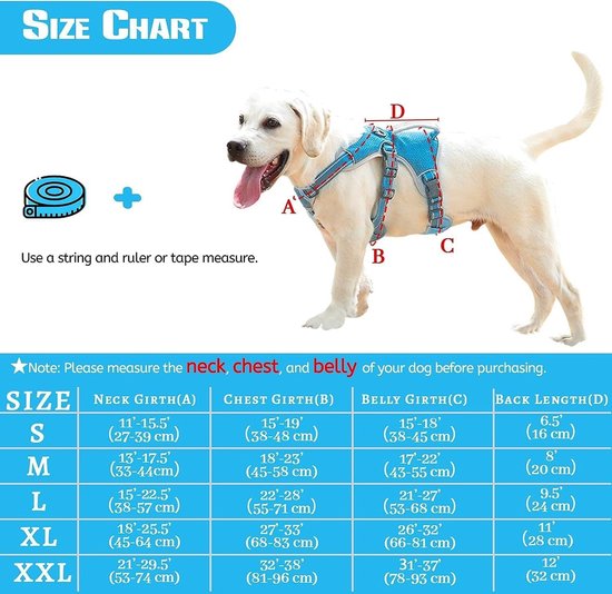 HEELE Hondentuig Hondenharnas voor Grote Honden No Pull Hond Harnas met Handvat Hondentuig Reflecterende Verstelbare Huisdier Vest voor Buitentraining Wandelen, Roze, XL