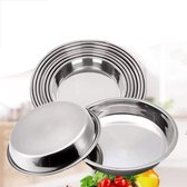 Roestvrij-stalen platen voeden diner gerechten platte fruitplaat bakpan voor thuis bar keuken (30CM zilver) - RVS Washing Machine