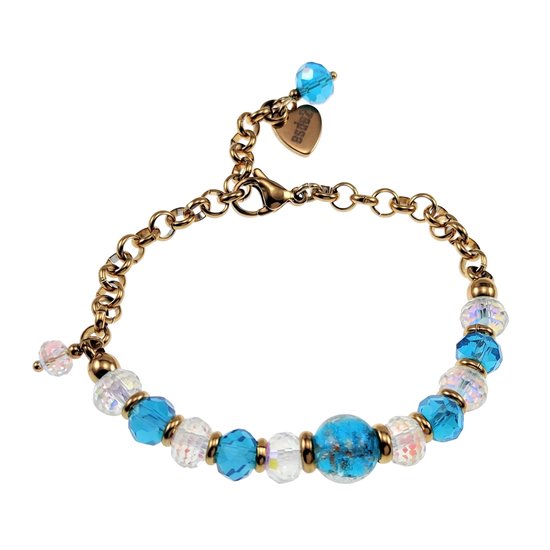 Bracelet Fin Doré Perles Turquoise - Acier Inoxydable, Fermoir Mousqueton, Longueur Ajustable