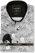 Heren Overhemd - Slim Fit - Paisley Kashmir - Wit - Maat S