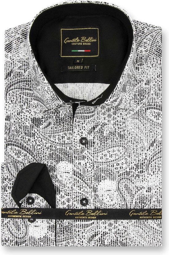 Voorvoegsel spoor Zending Heren Overhemd - Slim Fit - Paisley Kashmir - Wit - Maat S | bol.com