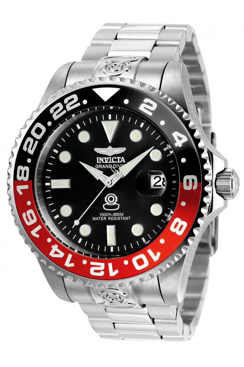 Invicta Grand Diver 21867 Heren Horloge - Waterdicht - Analoog - Automatisch Uurwerk - Roestvrij Staal met zwarte Wijzerplaat