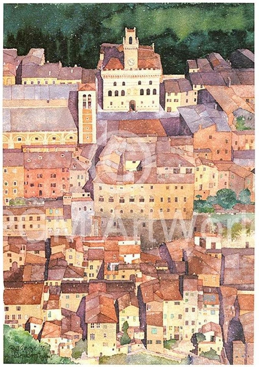 PGM Kunstdruk Ralf Westphal - Mittelalterliche Bergstadt Montepulciano, Toskana 50x70cm Divers