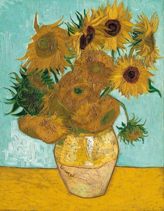 Kunstdruk Vincent Van Gogh - Vase mit Sonnenblumen 70x90cm