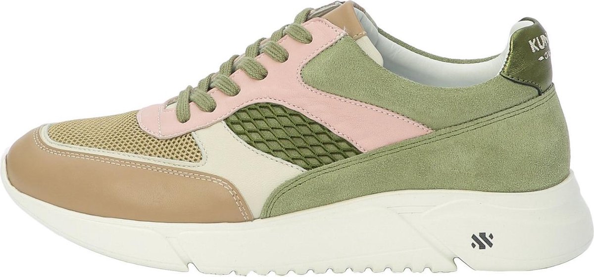 Kunoka ARI platform sneaker soft khaki and pink Sneakers Dames Groen Roze Wit