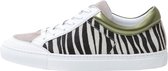 KUNOKA Gabrielle zebra green - Sneakers Dames - maat 39 - Wit Zwart Groen Zebraprint