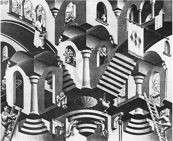Kunstdruk M, C, Escher - Konkav und Konvexe 65x55cm