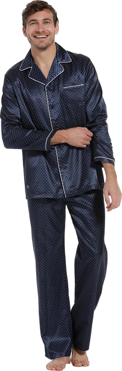 Heren pyjama satijn Pastunette 23202-612-6 - Blauw | bol