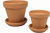 Plantenwinkel Terracotta bloempotten met schotel 21–25 cm S duo set mixed bloempotten voor binnen en buiten