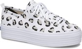 Triple Up Leopard Wht/Blk Dames Veterschoenen - Wit - maat 36