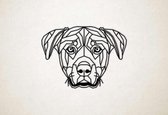 Line Art - Hond - Rottweiler 2 - M - 60x82cm - Zwart - geometrische wanddecoratie