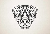 Line Art - Hond - Rottweiler 1 - S - 45x48cm - Zwart - geometrische wanddecoratie