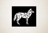 Line Art - Wolf vierkant 7 - S - 45x54cm - Zwart - geometrische wanddecoratie