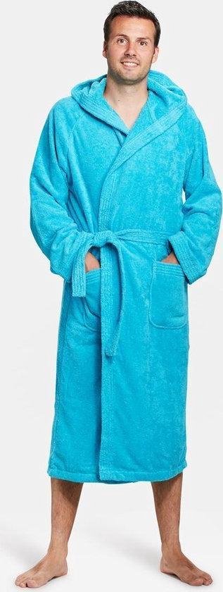 Aquablauwe badjas met capuchon - XXL