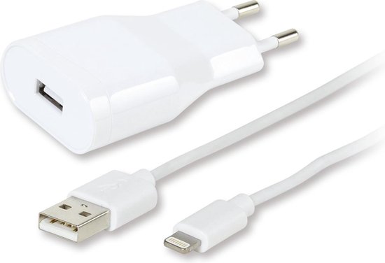 Vivanco USB-laadkabel USB 2.0 USB-A stekker, Apple Lightning stekker 1.20 m Wit Stekker past op beide manieren 60018