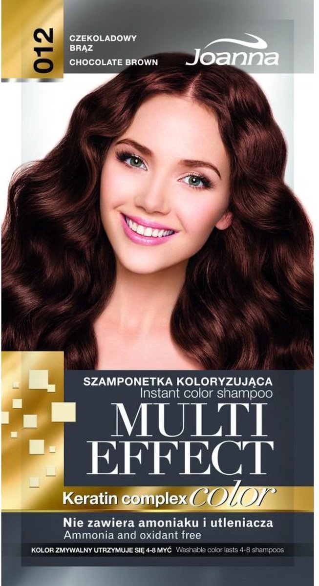 Joanna - Multi Effect Keratin Complex Color Instant Color Shampoo szamponetka koloryzująca 012 Czekoladowy Brąz 35g