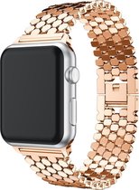 Vis stalen schakel band - rose goud - Geschikt voor Apple Watch