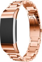 Charge 2 kralen stalen schakel band - rose goud - Geschikt voor Fitbit