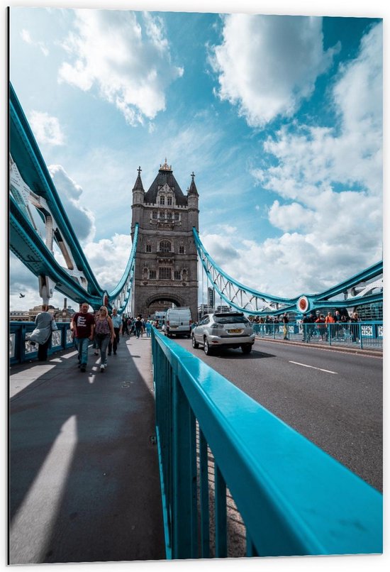 Dibond - Tower Bridge, Verenigd Koninkrijk - 60x90cm Foto op Aluminium (Met Ophangsysteem)